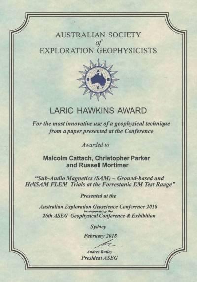 Laric Hawkins Award HeliSAM 2018